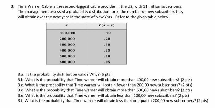 Solved 3. Time Warner Cable is the second-biggest cable | Chegg.com