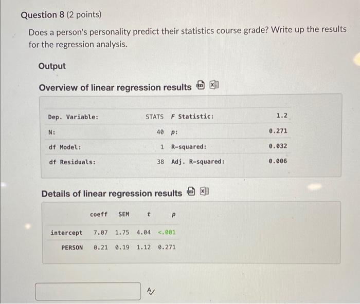Solved Does a person's personality predict their statistics | Chegg.com