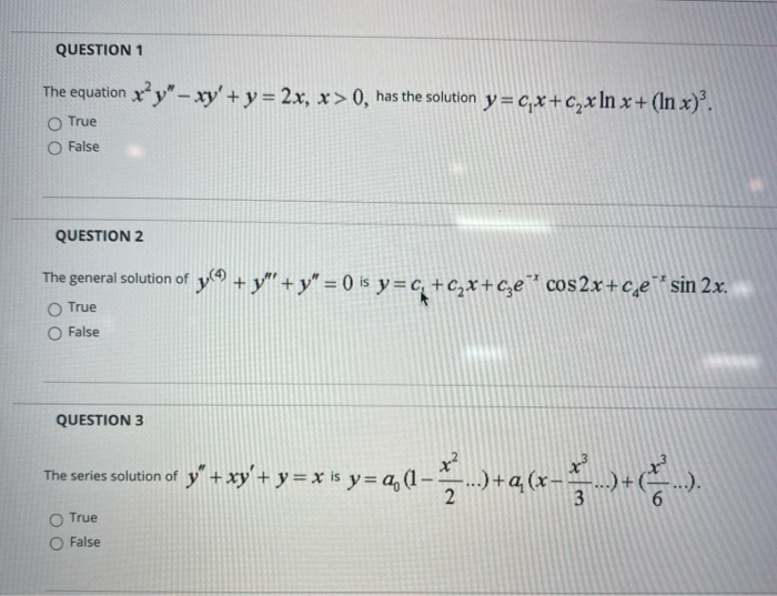 Solved Question 1 The Equation X Y Xy Y 2x X 0 Chegg Com