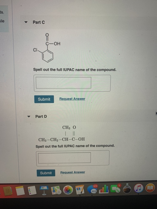 Solved Ne Part C C Oh Spell Out The Full Iupac Name Of Th Chegg Com