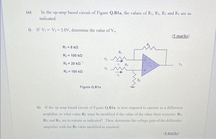 Solved (a) In The Op-amp Based Circuit Of Figure Q.Bla, The | Chegg.com