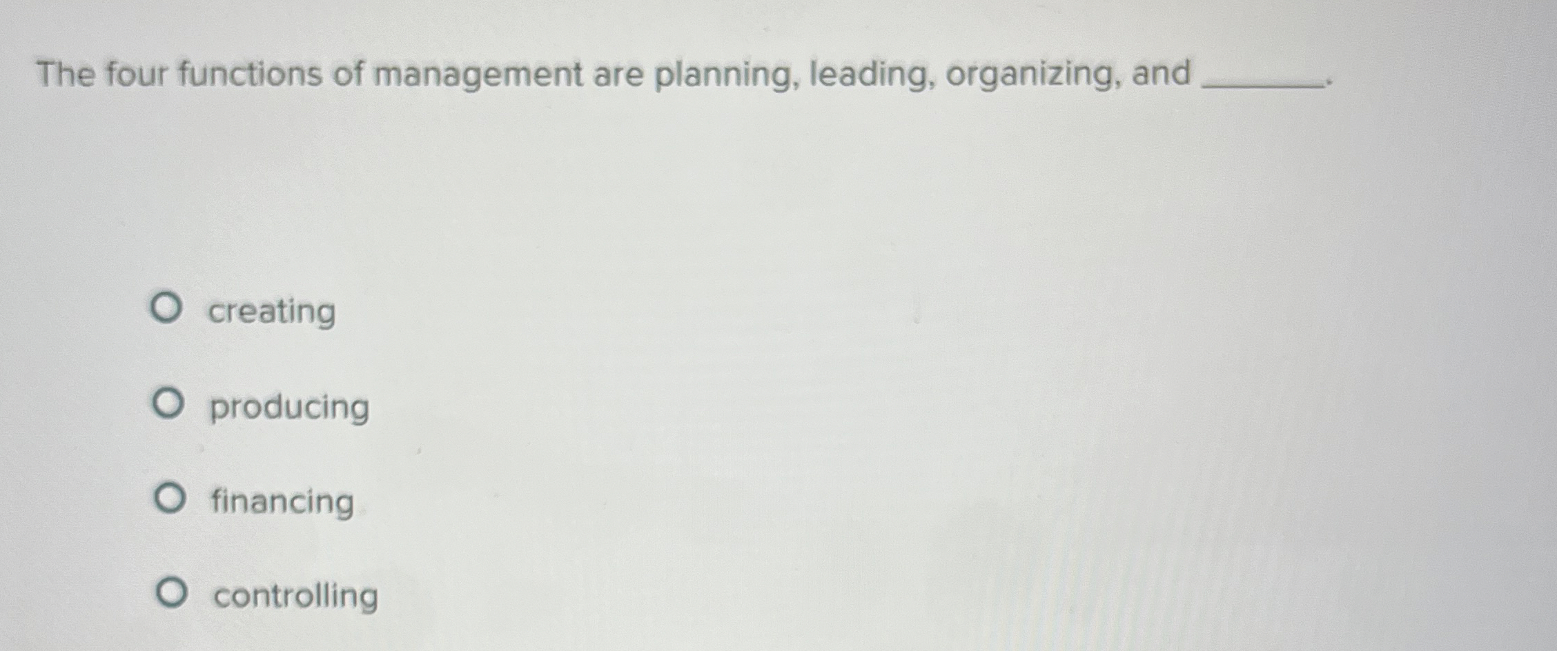 Solved The Four Functions Of Management Are Planning Chegg