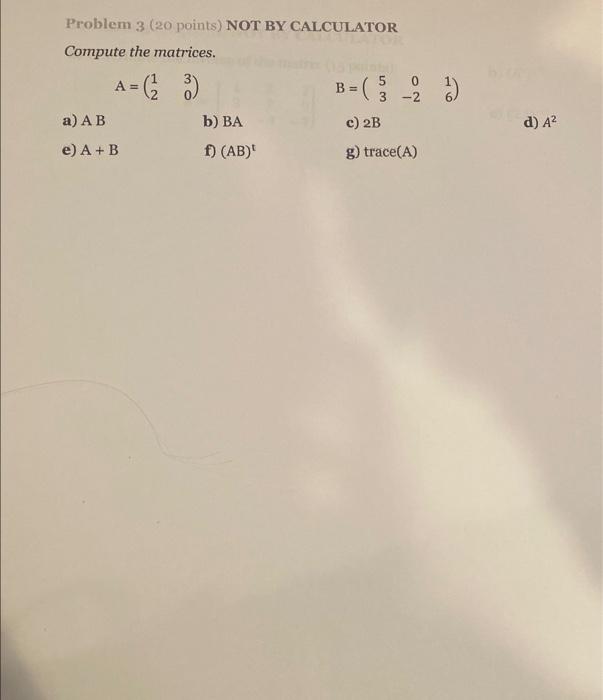 Solved Problem 3 20 Points Not By Calculator Compute The 5617