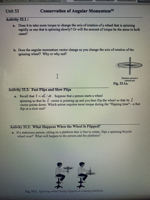 Solved Unit 33 Conservation of Angular Momentum Activity | Chegg.com