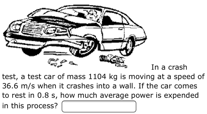 Solved In a crash a test, a test car of mass 1104 kg is | Chegg.com
