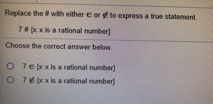 Solved Replace the # with either e or & to express a true | Chegg.com