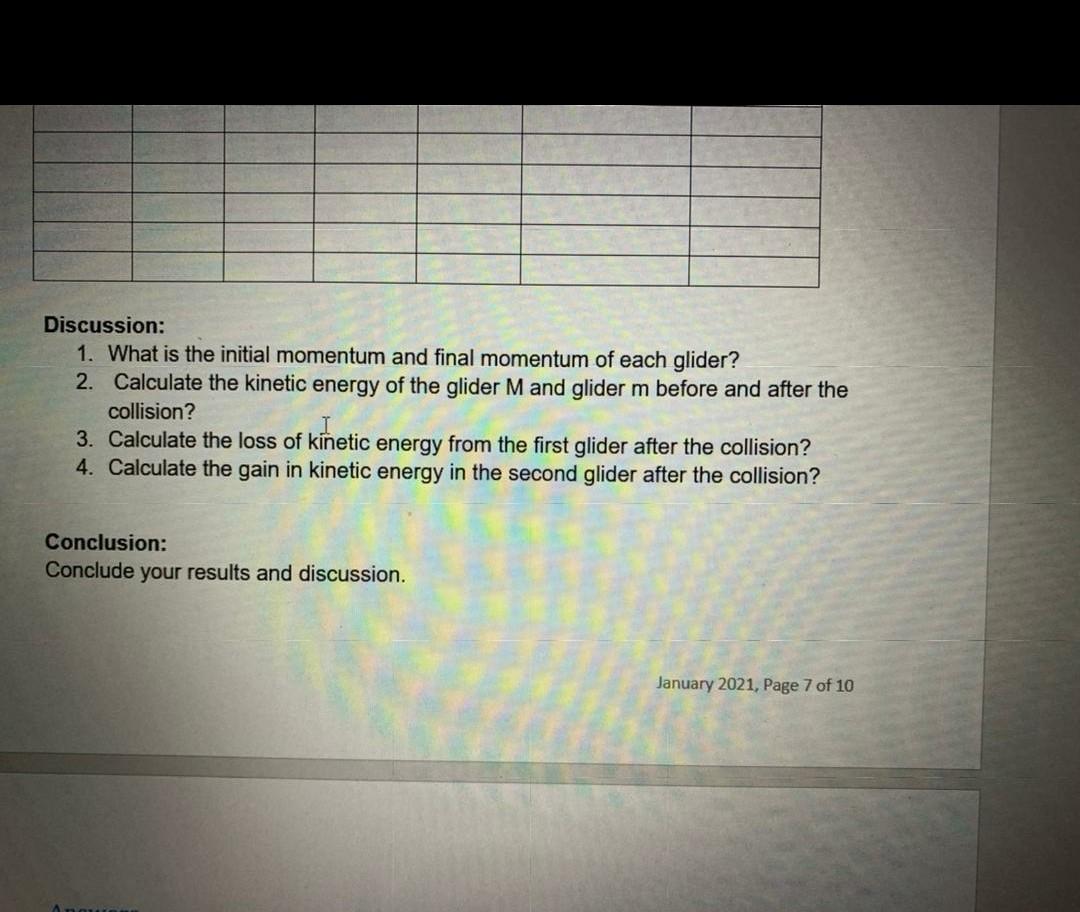 Solved Experiment 2: Conservation of Momentum Objectives: To | Chegg.com