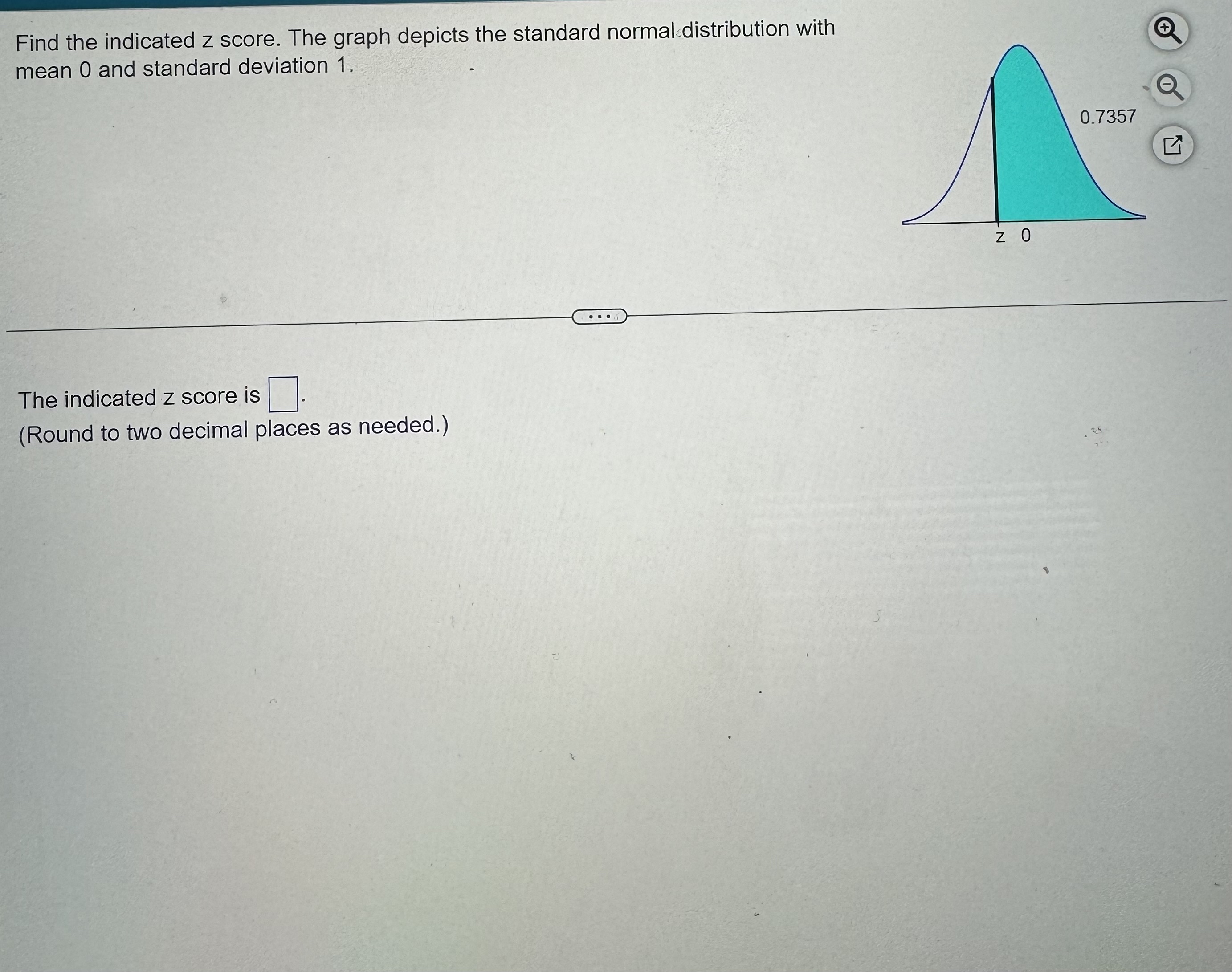 Solved Find the indicated z ﻿score. The graph depicts the | Chegg.com