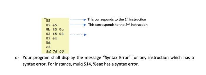 Solved d- Your program shall display the message "Syntax | Chegg.com