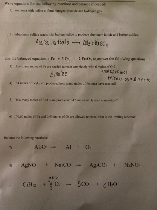 Write Equations For The Following Reactions And Chegg 