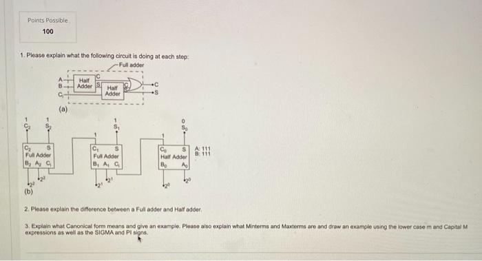Solved Points Possible 100 1. Please explain what the | Chegg.com