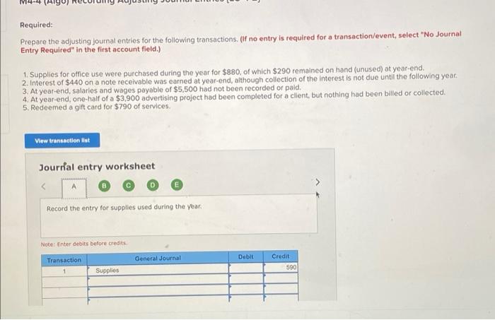 Solved Required: Prepare the adjusting journal entries for | Chegg.com