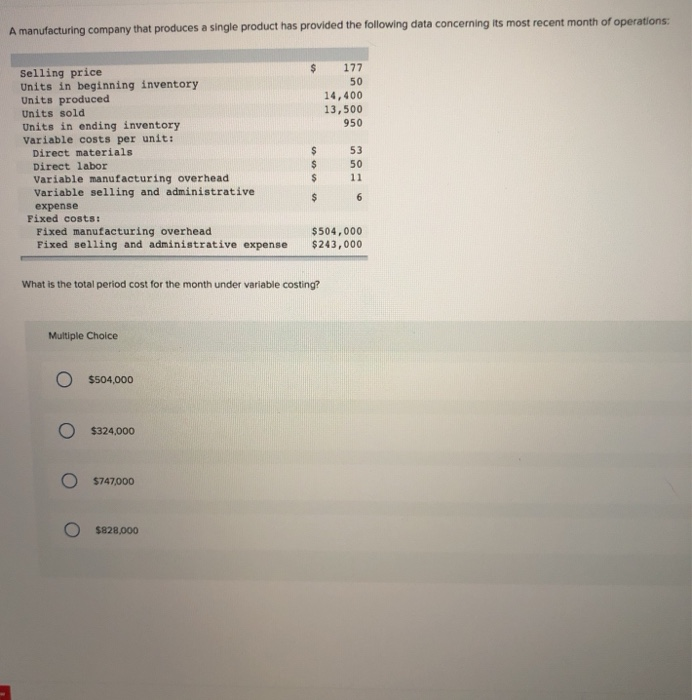 Solved A manufacturing company that produces a single