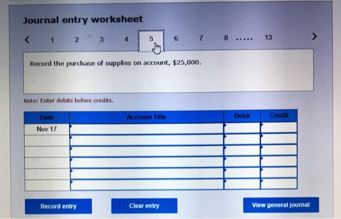 Solved: Journal Entry Worksheet