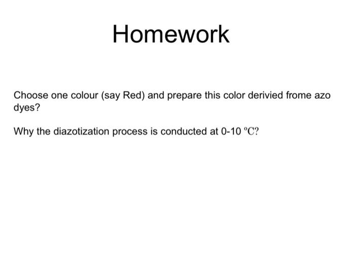 Solved Homework Choose one colour (say Red) and prepare this | Chegg.com