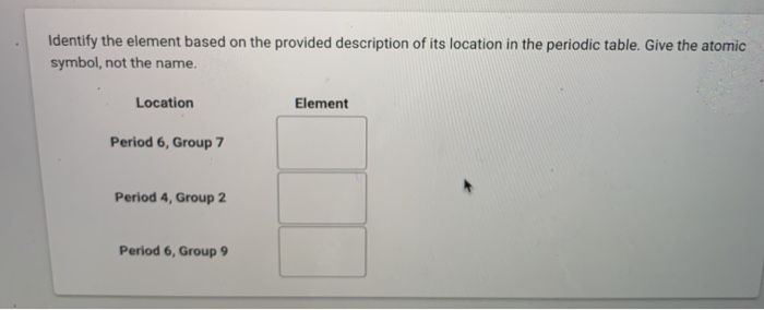 Solved Identify the element based on the provided | Chegg.com