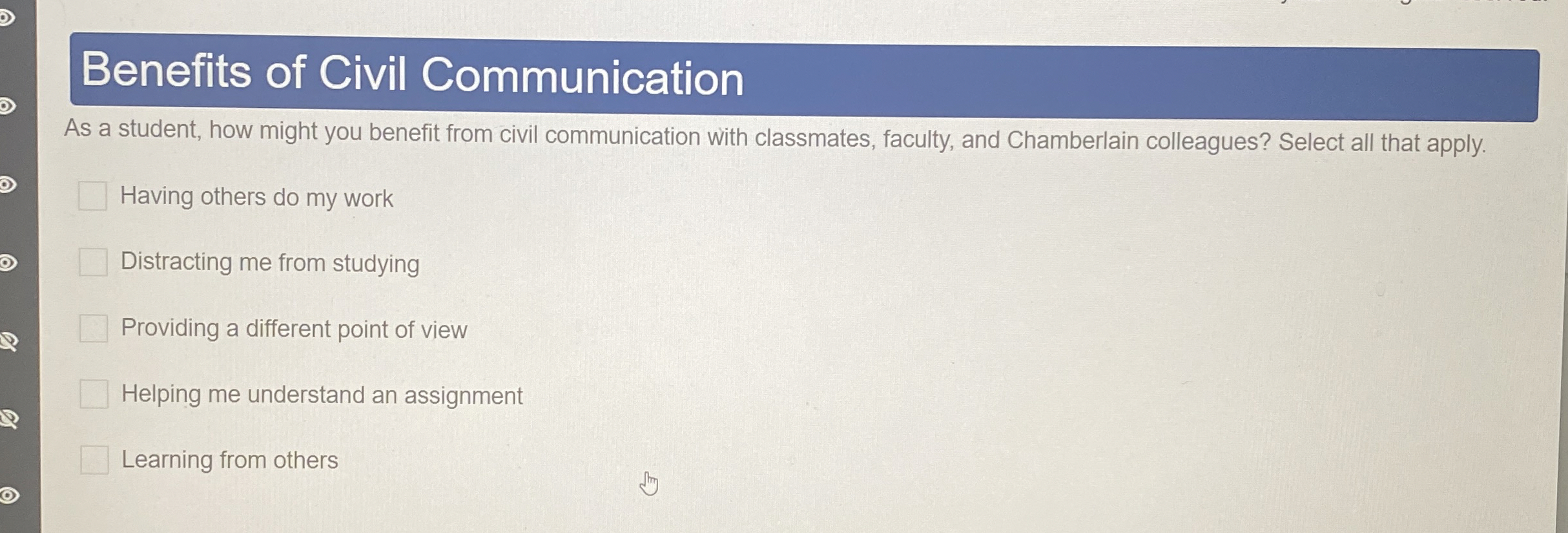Solved Benefits of Civil CommunicationAs a student, how | Chegg.com