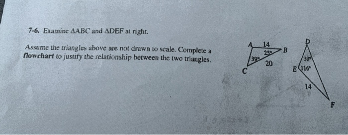 Solved 7-6. Examine AABC and ADEF at right. Assume the | Chegg.com