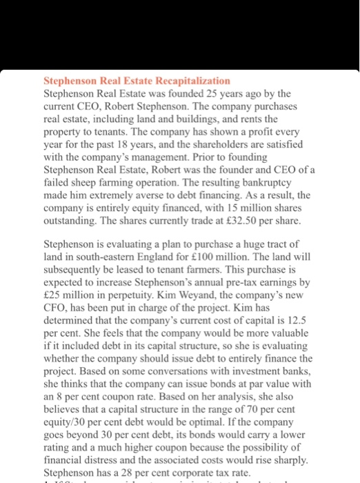 Stephenson Real Estate Recapitalization Stephenson