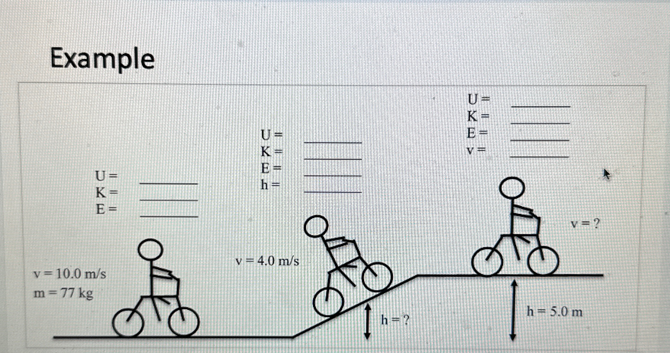 Solved How to calculate U, ﻿K, ﻿& E for each section of ramp | Chegg.com