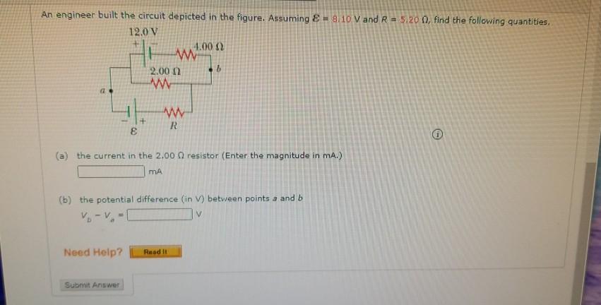 Solved An Engineer Built The Circuit Depicted In The Figure