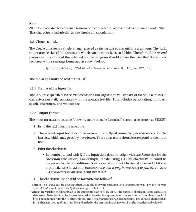 Programming Assignment 2 8, 16, & 32 bit checksums | Chegg.com