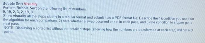 Solved Bubble Sort Visually Perform Bubble Sort on the | Chegg.com