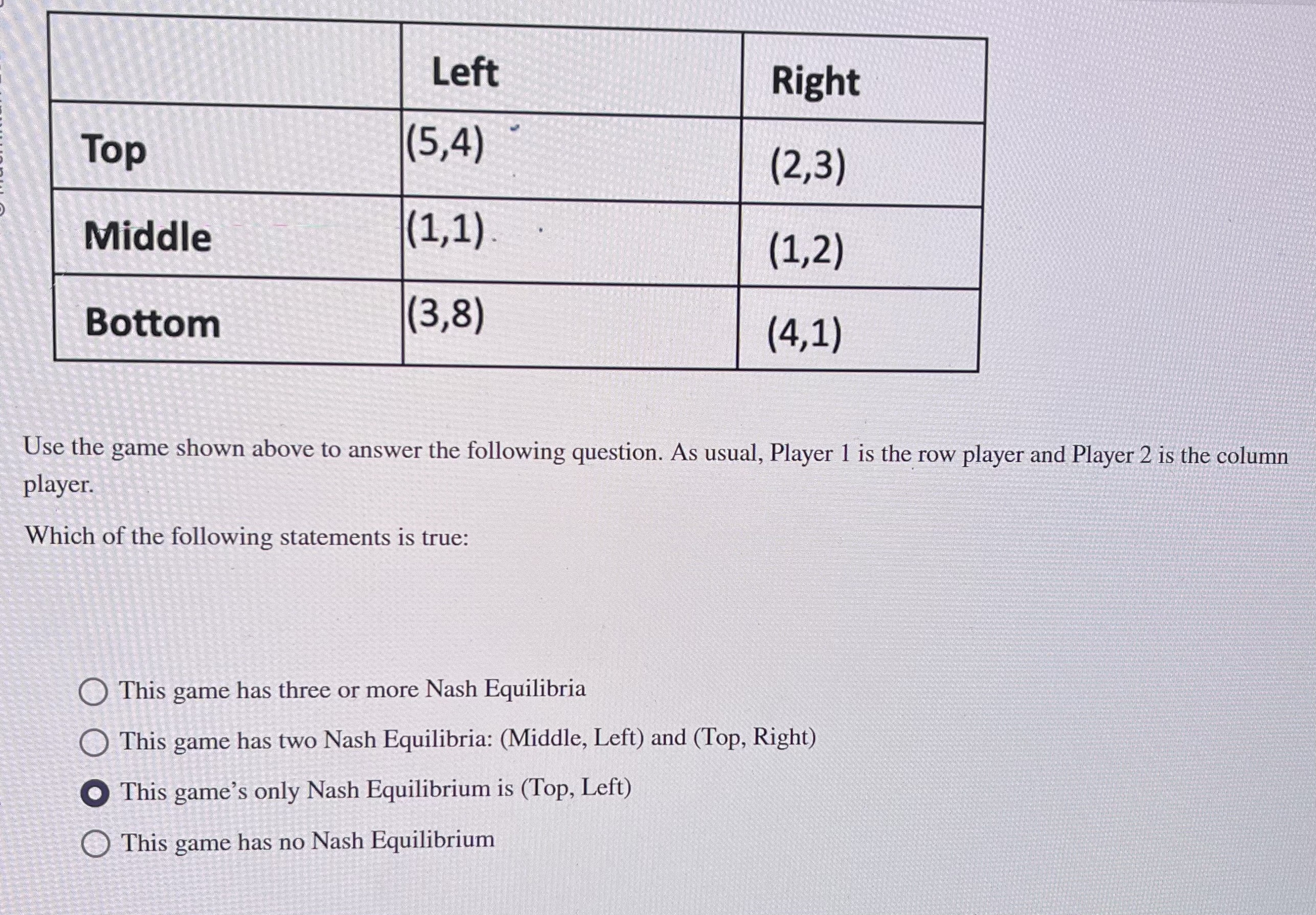 Solved Use the game shown above to answer the following | Chegg.com
