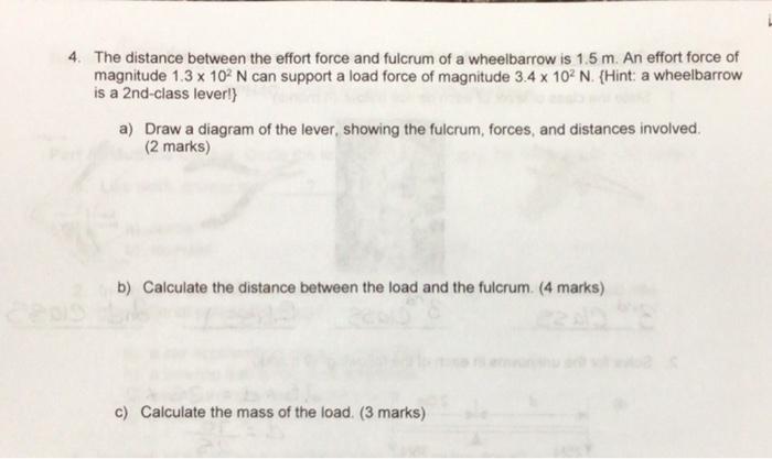 Solved The distance between the effort force and fulcrum of