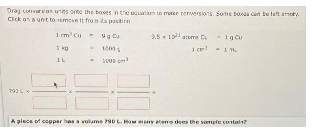 Solved Drag conversion units onto the boxes in the equation | Chegg.com