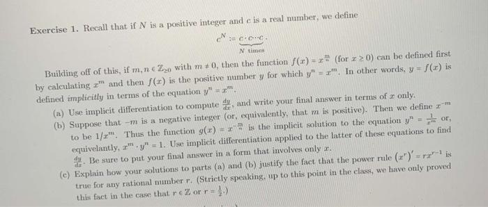 Solved Exercise 1. Recall that if N is a positive integer | Chegg.com