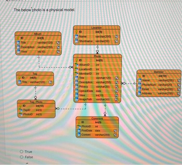 Solved The below photo is a physical model. ID Album int(5) | Chegg.com