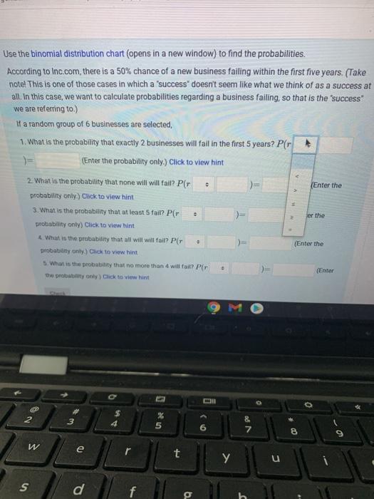 Solved Use the binomial distribution chart (opens in a new | Chegg.com