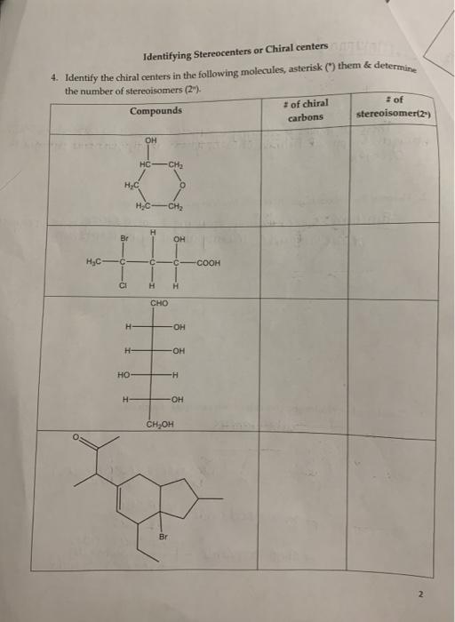 Solved Identifying Stereocenters or Chiral centers 4. | Chegg.com