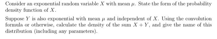Solved Consider an exponential random variable X with mean | Chegg.com