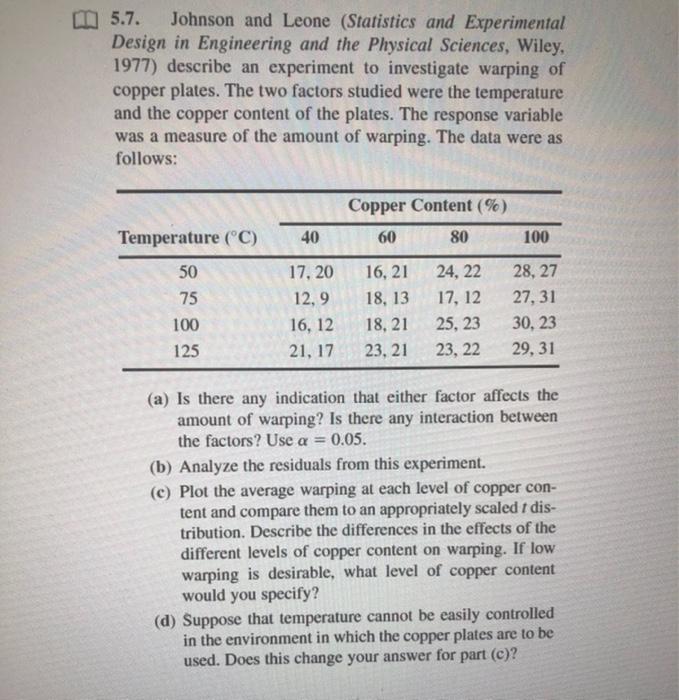 Solved 5.7. Johnson and Leone (Statistics and Experimental
