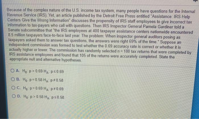 Solved Because of the complex nature of the U.S. income tax | Chegg.com