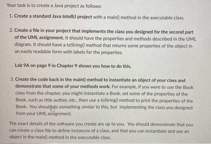 Solved Your task is to create a Java project as follows: 1. | Chegg.com