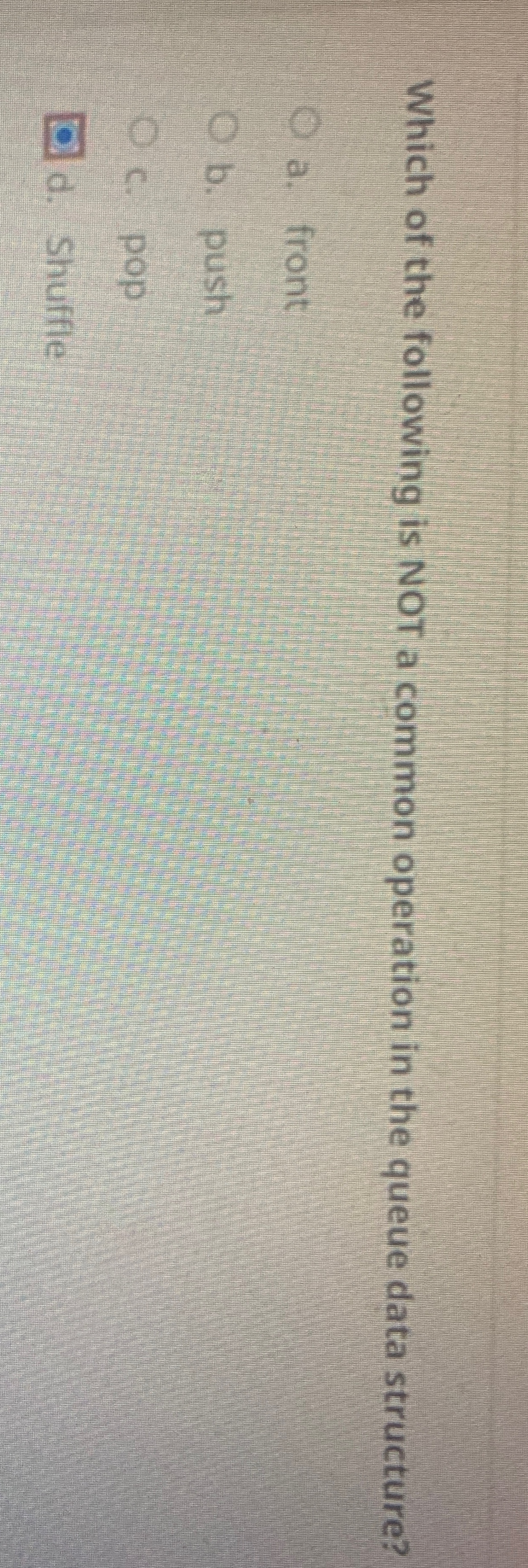 Solved Which of the following is NOT a common operation in | Chegg.com