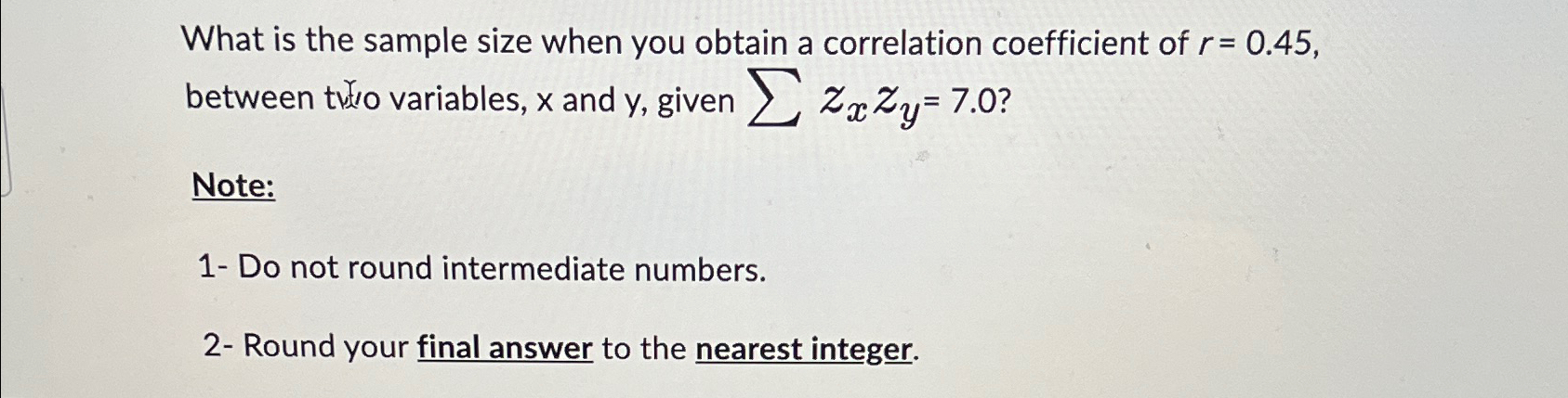 What is the sample size when you obtain a correlation | Chegg.com
