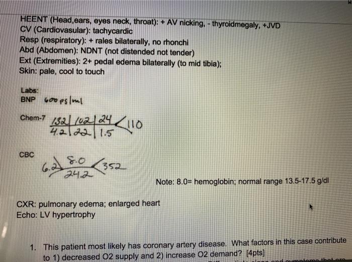 Solved A 65 year-old male presents to the emergency room | Chegg.com