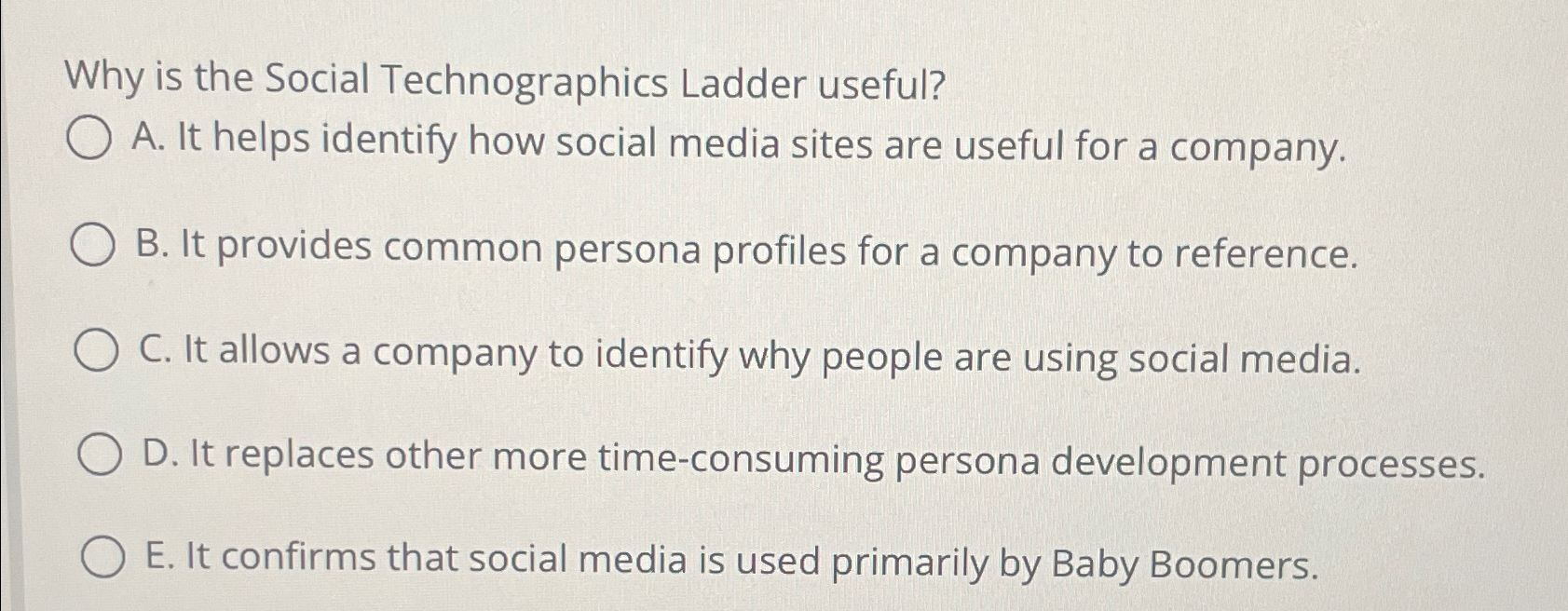 Solved Why is the Social Technographics Ladder useful?A. ﻿It