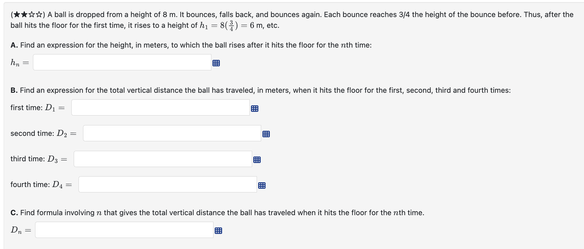 Solved (***ℏ~~ℏ) ﻿For each geometric sequence below, | Chegg.com