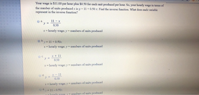 Solved Your Wage Is 11 00 Per Hour Plus 50 50 For Each U Chegg Com