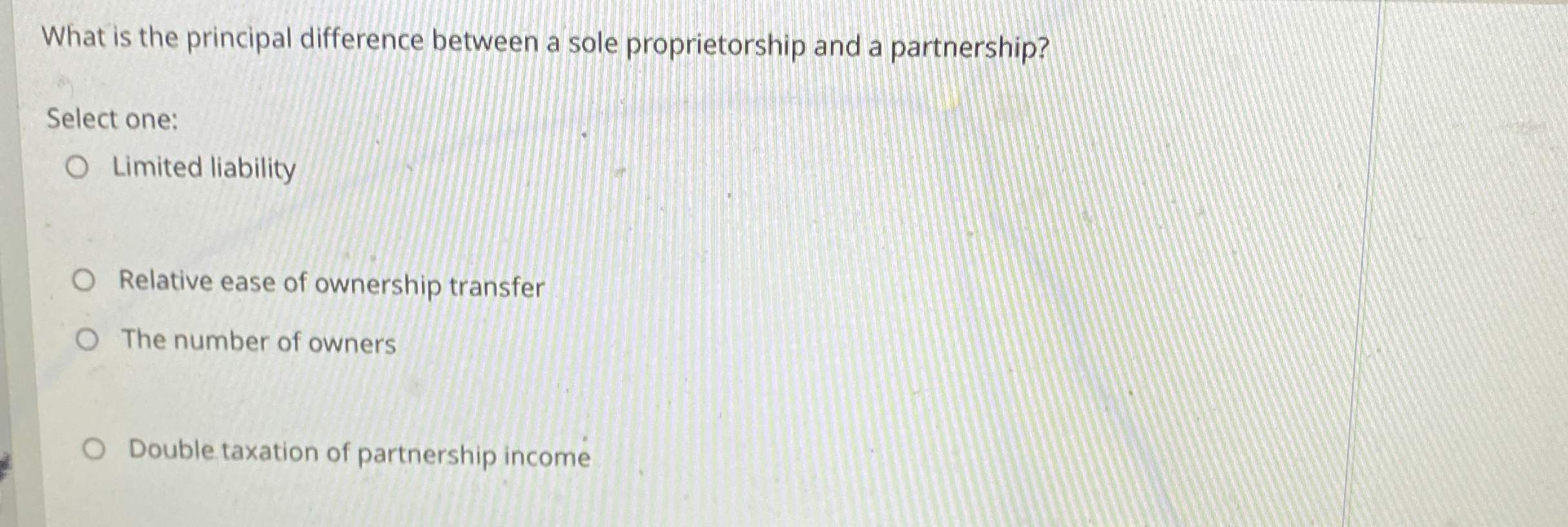 Solved What is the principal difference between a sole | Chegg.com