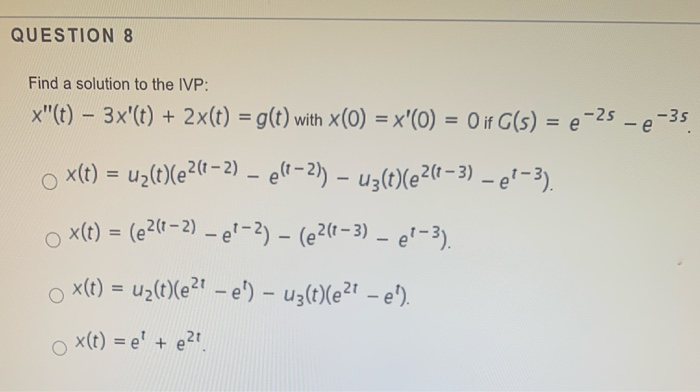 Solved Question 7 Find The Laplace Transform Of F T Belo Chegg Com