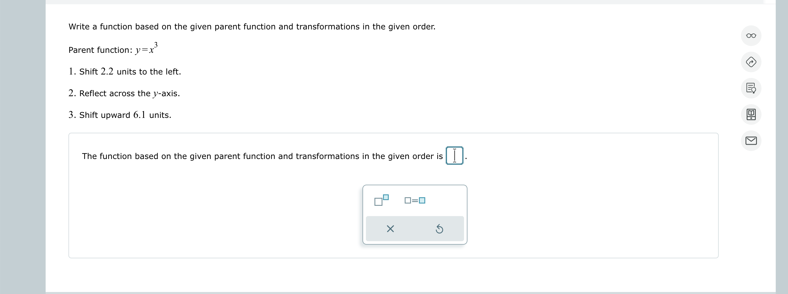 Solved Write a function based on the given parent function | Chegg.com