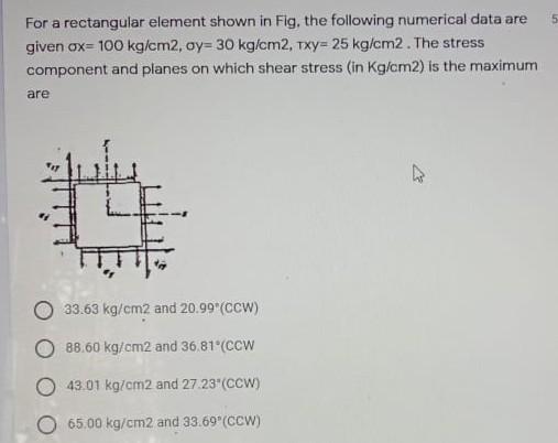 Solved For a rectangular element shown in Fig, the following | Chegg.com