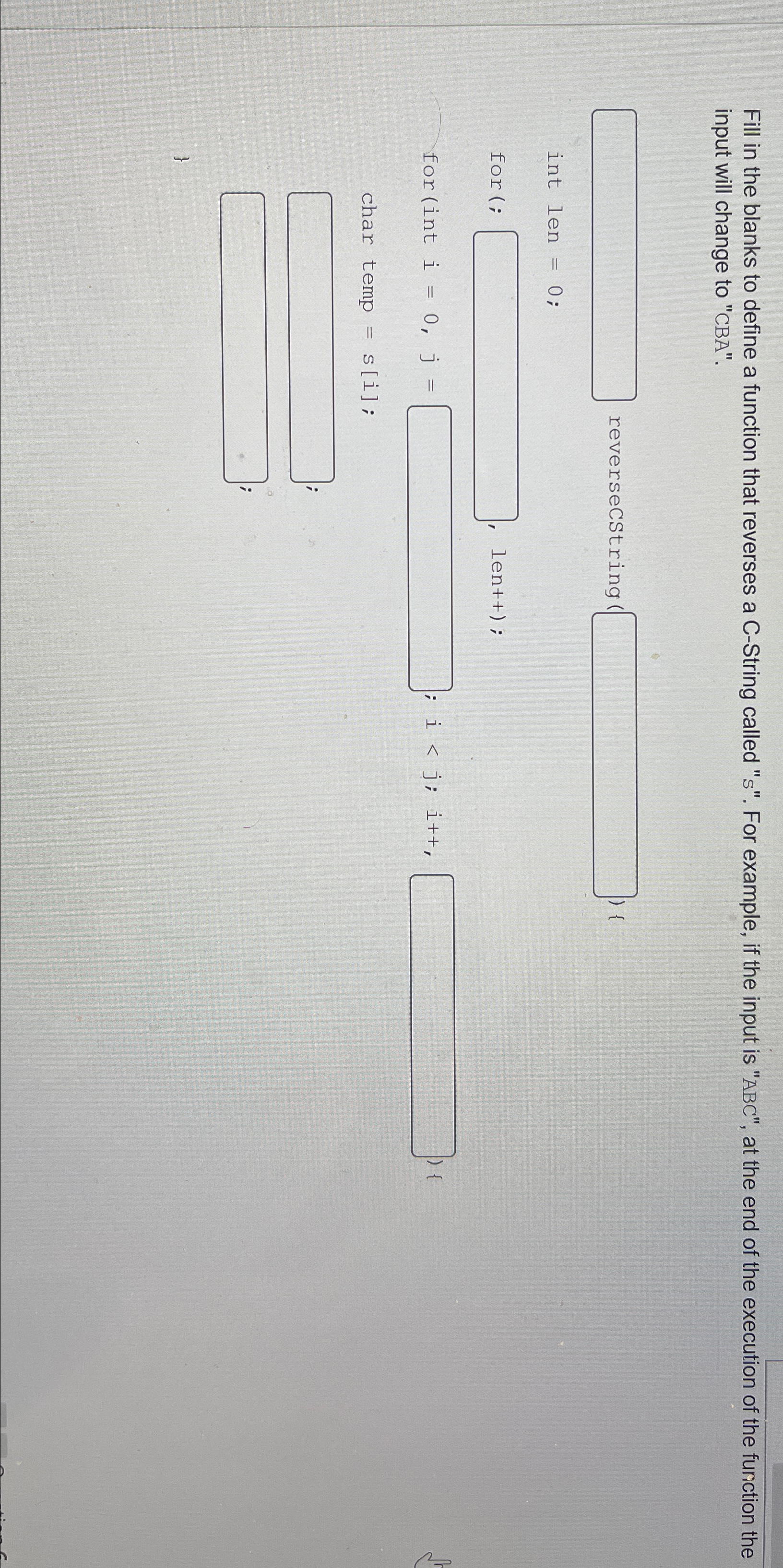 Solved Fill in the blanks to define a function that reverses | Chegg.com