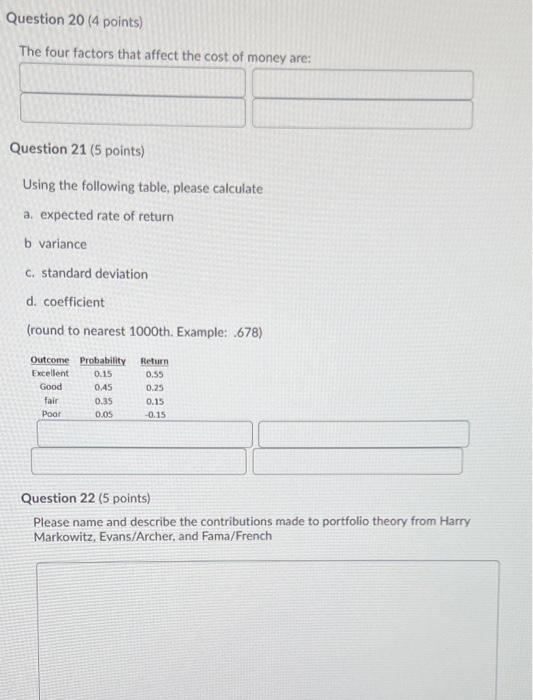 Solved Question 20 (4 points) The four factors that affect | Chegg.com